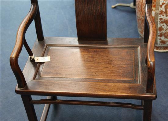A Chinese huanghuali open armchair, 18th century,